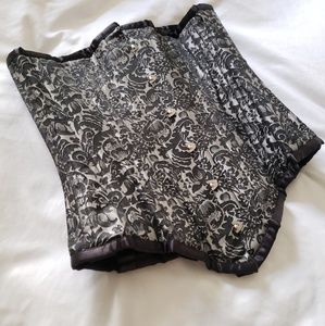 Silver Brocade Waist Training Steel Bone Corset 